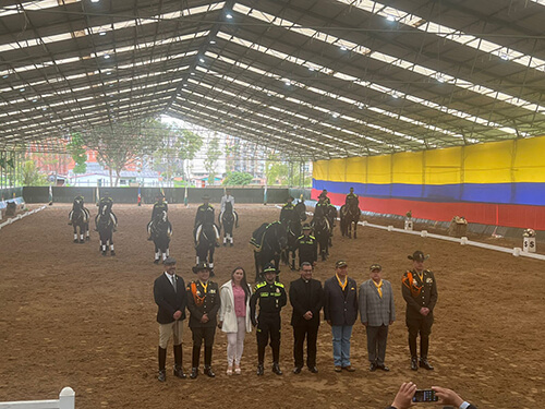 Giro interior de caballos en maniobra de espejo del carrusel